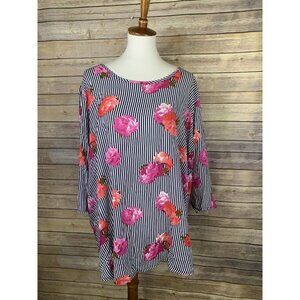 NWT Piphany Sophie Blouse 3X Floral Striped Top